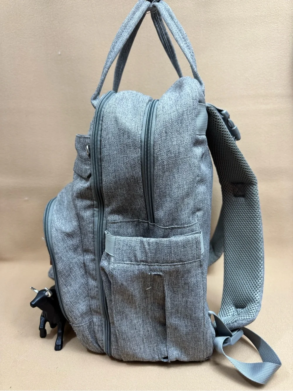 Gray Quilted Baby Diaper Backpack - Neutral Gray